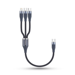 Phonokart Trix 3 In 1 100W Compact multi charging Cable Type-C TO Type C, Lightning and Micro Cable (30cm length cable)
