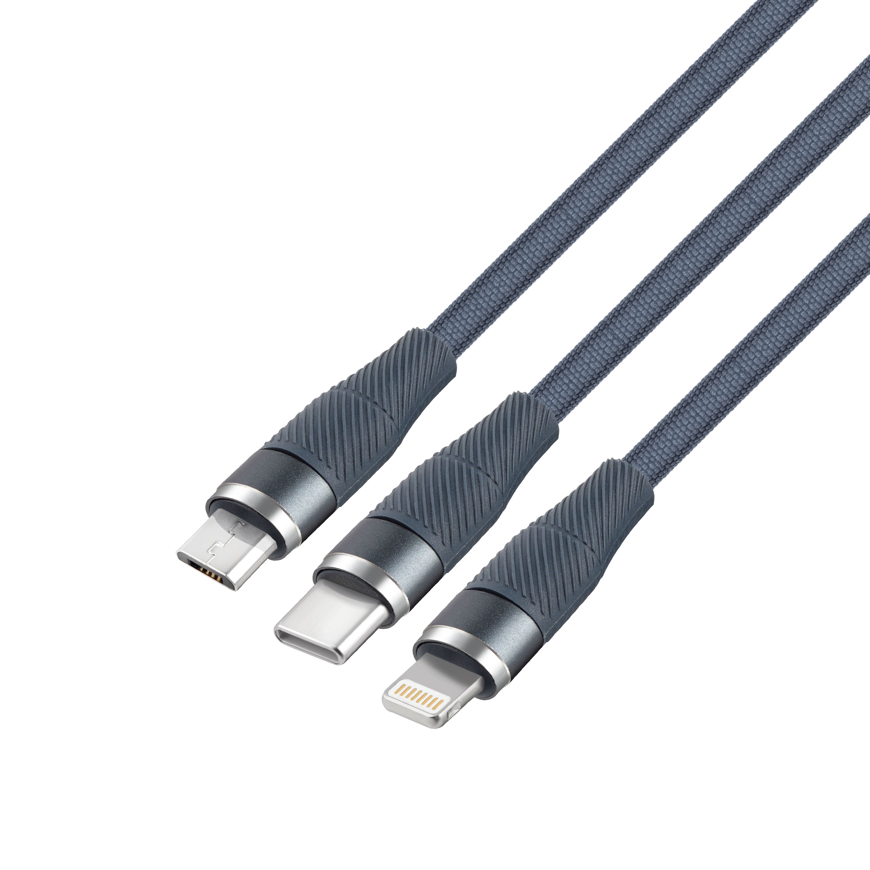 Phonokart Trix 3 In 1 100W Compact multi charging Cable Type-C TO Type C, Lightning and Micro Cable (30cm length cable)