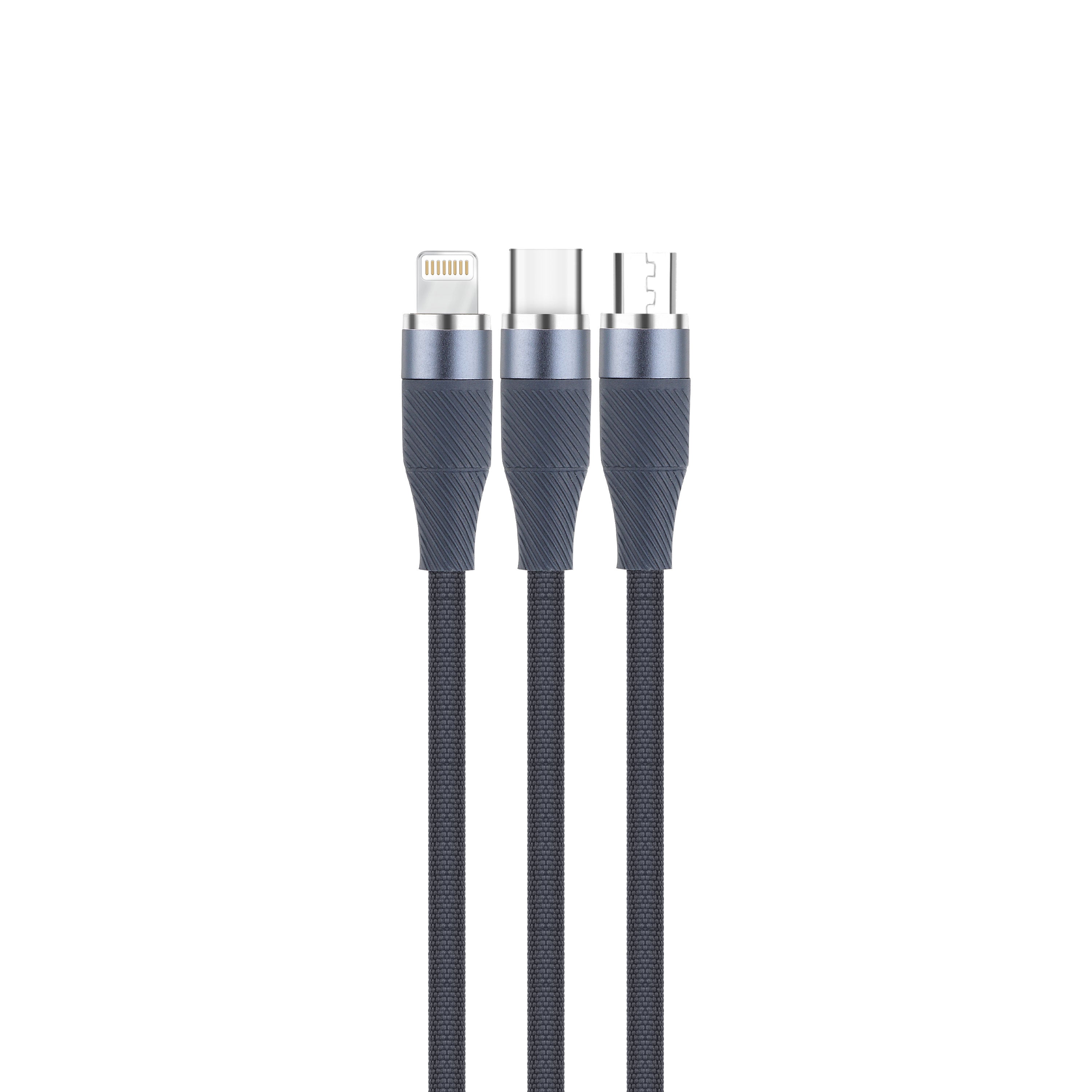 Phonokart Trix 3 In 1 100W Compact multi charging Cable Type-C TO Type C, Lightning and Micro Cable (30cm length cable)