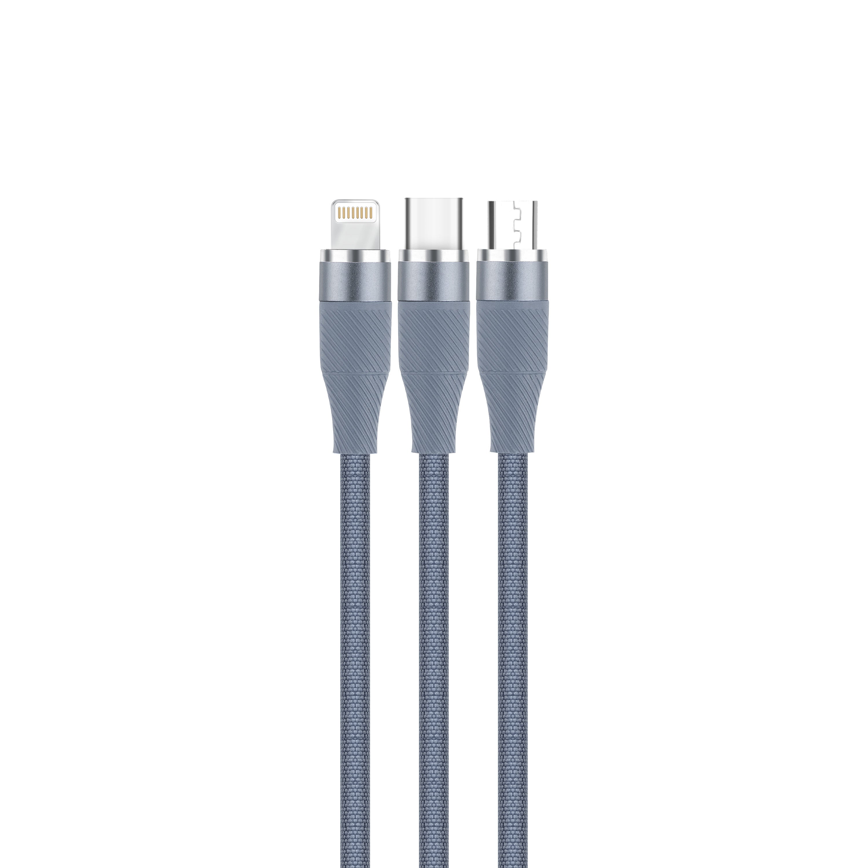 Phonokart Trix 3 In 1 100W Compact multi charging Cable Type-C TO Type C, Lightning and Micro Cable (30cm length cable)