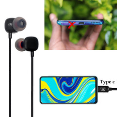 4C Type C Wired Headset With Mic (Black)