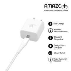 AMAZE PLUS PD MOBILE CHARGER  (20W/4AMPS) POWER ADAPTER (WHITE)