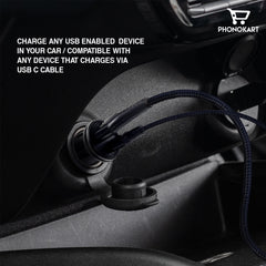 CAR CHARGER SELTOS (48W) WITH FREE TYPE C TO LIGHTNING CABLE (BLACK)