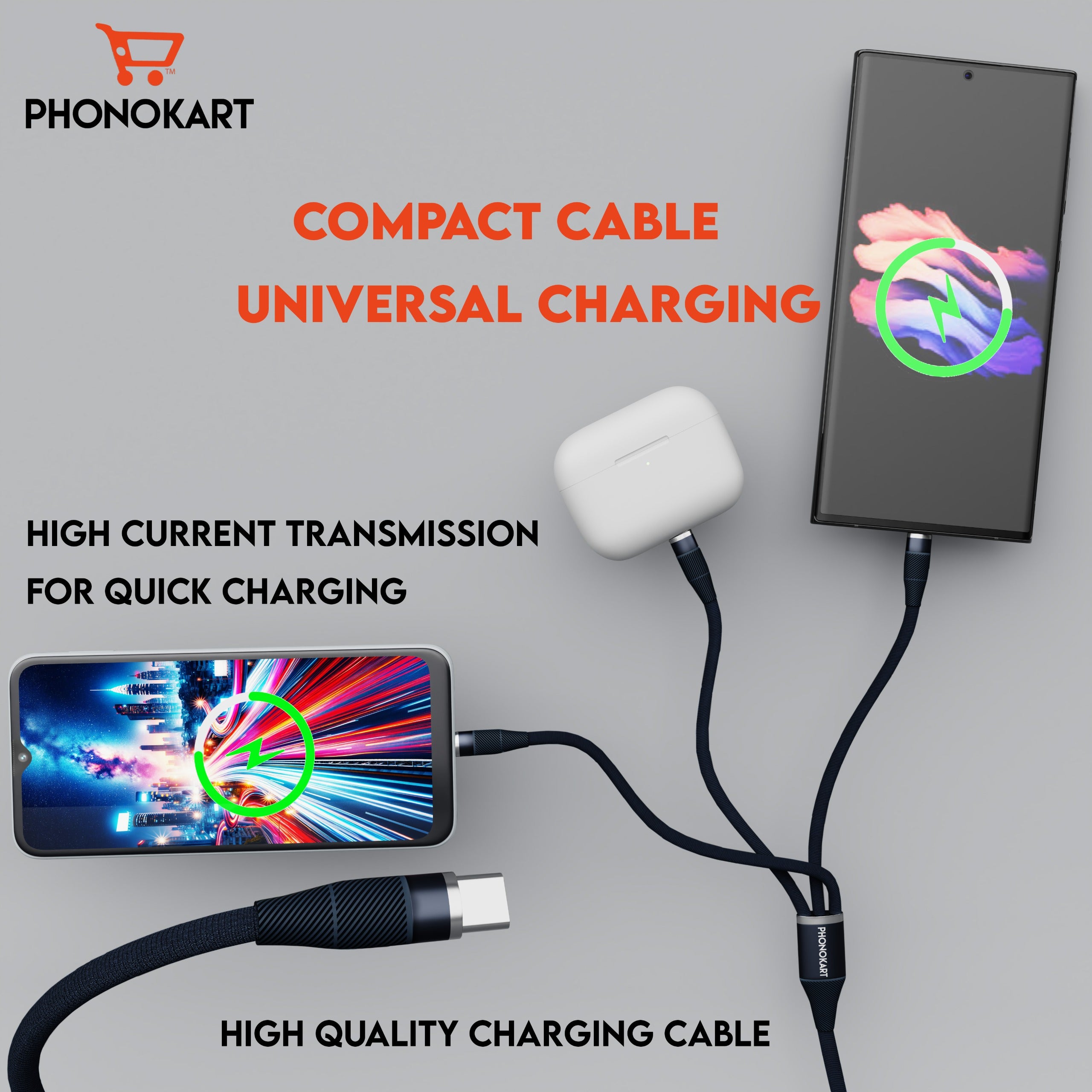 TRIX 3-in-1 Fast Charging Cable