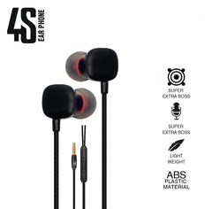 4S Handsfree Wired Headset With Mic (Black, In the Ear)